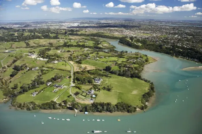 Framed Print : Mangemangeroa Creek, Auckland, North Island, New Zealand - Aerial