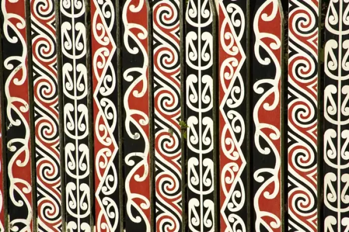 Framed Print : Maori Design on Fence, Government Gardens, Rotorua