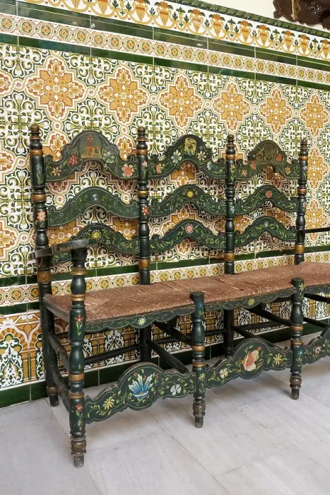 Framed Print : Marbella, Spain. Hand crafted Spanish painted chair Framed Print : Marbella, Spain. Hand crafted Spanish painted chair