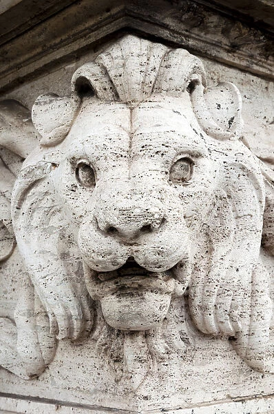 Marble lion at Ponte Vittorio Emanuele 2nd Rome, Unesco World Heritage Site, Latium