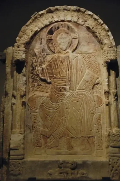 Framed Print : Marble PROSKYNETARION with enthroned Christ. From Peribleptos. Second half of