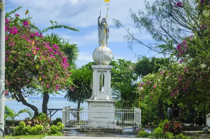 Framed Print : Maria statue before the Colonial spanish Church of Our Lady of the Immaculate Conception Framed Print : Maria statue before the Colonial spanish Church of Our Lady of the Immaculate Conception
