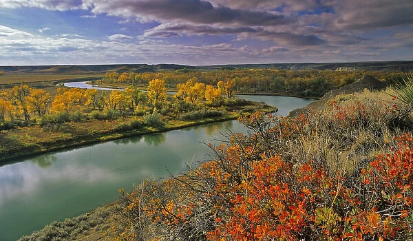 The Marias River in autumn in Liberty County, Montana, USA