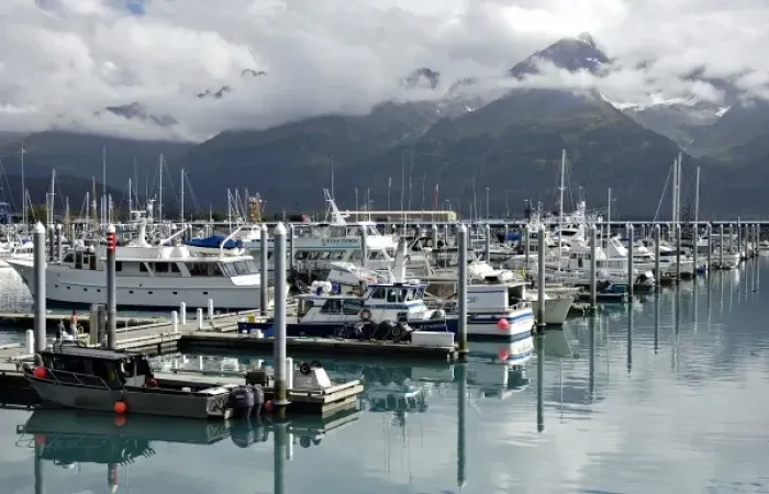 Framed Print : Marina in Resurrection Bay, Seward Alaska USA Framed Print : Marina in Resurrection Bay, Seward Alaska USA