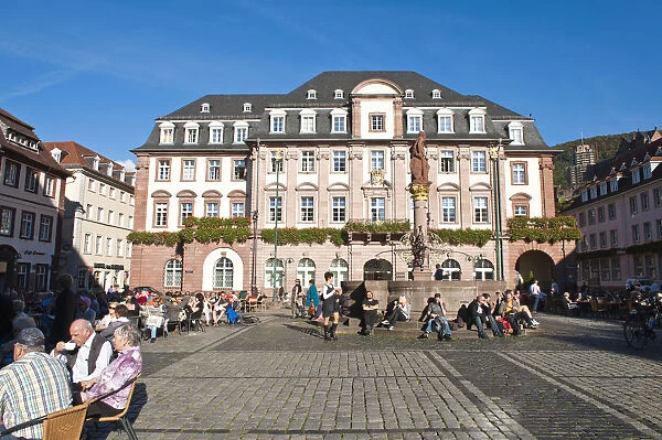 The Marktplatz, or Market Square and Town Hall, Old Town Heidelberg, Germany