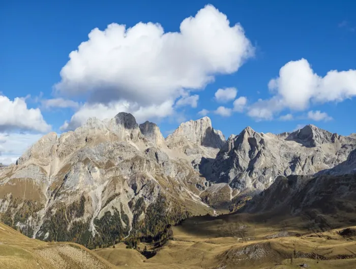 Framed Print : Marmolada seen from Pas de San Nicolo, left Gran Vernel, right Ombreta