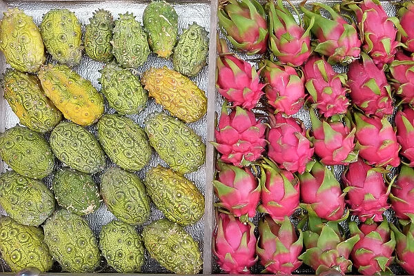 Marrakech, Morocco. Exotic fruits for sale in the medina