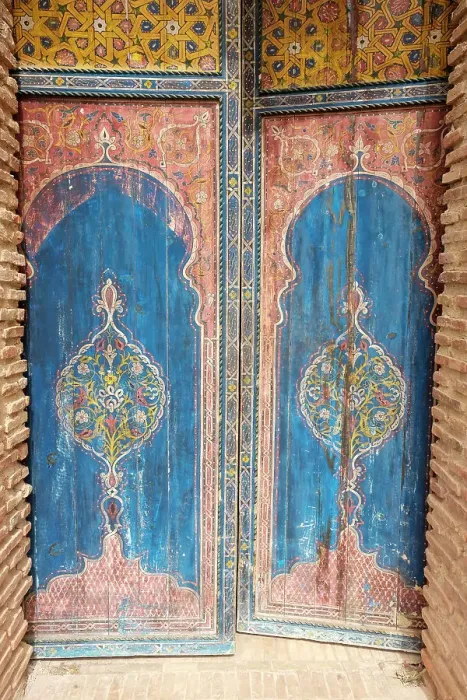 Framed Print : Marrakech, Morocco. The Saadian tombs which is the famous royal necropolis from the 16th century. Old painted door Framed Print : Marrakech, Morocco. The Saadian tombs which is the famous royal necropolis from the 16th century. Old painted door