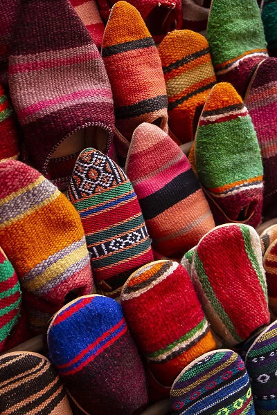 Marrakech, Morocco. Woven Moroccan slippers