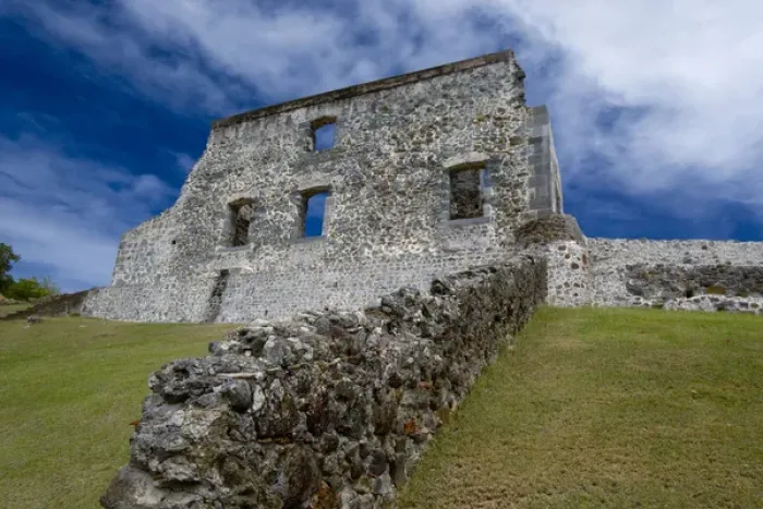 Framed Print : MARTINIQUE. French Antilles. West Indies. Ruins at Chateau Dubuc on the Caravelle Peninsula