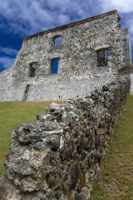 Framed Print : MARTINIQUE. French Antilles. West Indies. Ruins at Chateau Dubuc on the Caravelle Peninsula