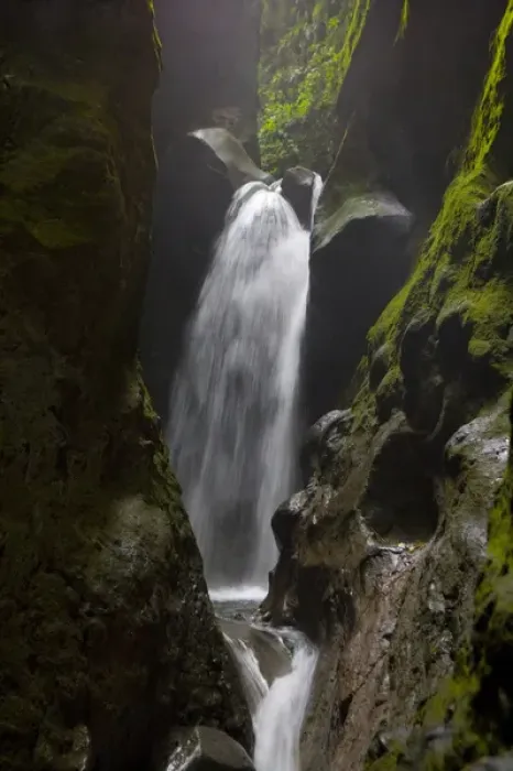 Framed Print : MARTINIQUE. French Antilles. West Indies. Waterfall in narrow slot canyon cut in volcanic rock Framed Print : MARTINIQUE. French Antilles. West Indies. Waterfall in narrow slot canyon cut in volcanic rock