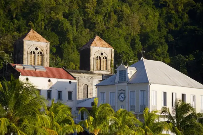 Framed Print : MARTINIQUE. French Antilles. West Indies. St. Pierre. Cathedral & buildings rebuilt Framed Print : MARTINIQUE. French Antilles. West Indies. St. Pierre. Cathedral & buildings rebuilt