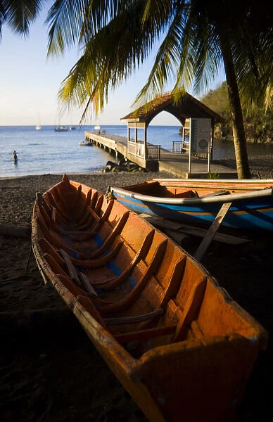 MARTINIQUE. French Antilles. West Indies. Fishing boat on beach at Anse Dufour