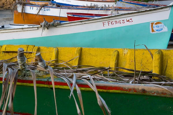 MARTINIQUE. French Antilles. West Indies. Fishing boats on beach at Anse Dufour