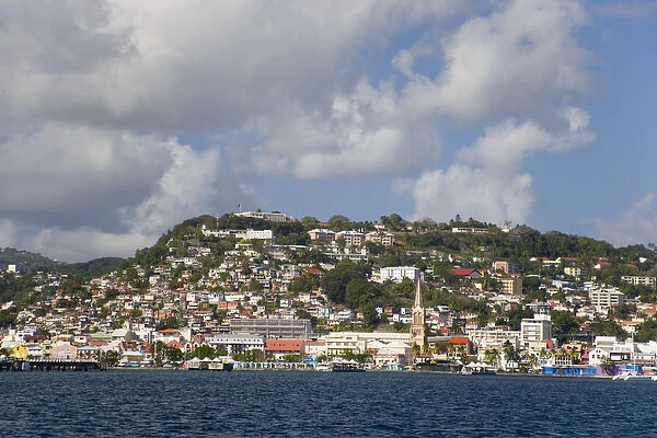 MARTINIQUE. French Antilles. West Indies. City of Fort-de-France below cumulus clouds