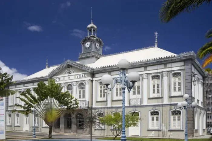Framed Print : MARTINIQUE. French Antilles. West Indies. Fort-de-France. City Hall (Hotel Ville) downtown