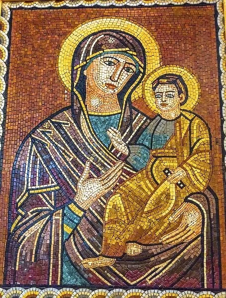 Mary Baby Jesus Christ Mosaic Saint Georges Greek Orthodox Church Madaba Jordan