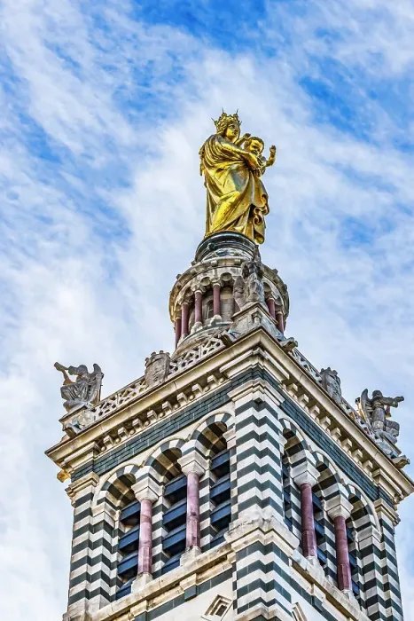 Framed Print : Mary and Jesus Statue, Notre Dame de la Garde Catholic Church, Marseille, France. Constructed 1850's Framed Print : Mary and Jesus Statue, Notre Dame de la Garde Catholic Church, Marseille, France. Constructed 1850's