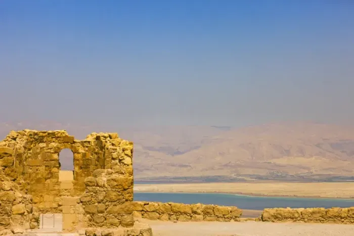 Framed Print : Masada ruins overlooking the Dead Sea, Southern District, Israel (UNESCO World Heritage