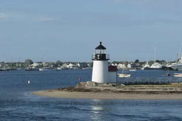 Framed Print : Massachusetts, Nantucket. Nantucket harbor, Brants Point Lighthouse Framed Print : Massachusetts, Nantucket. Nantucket harbor, Brants Point Lighthouse