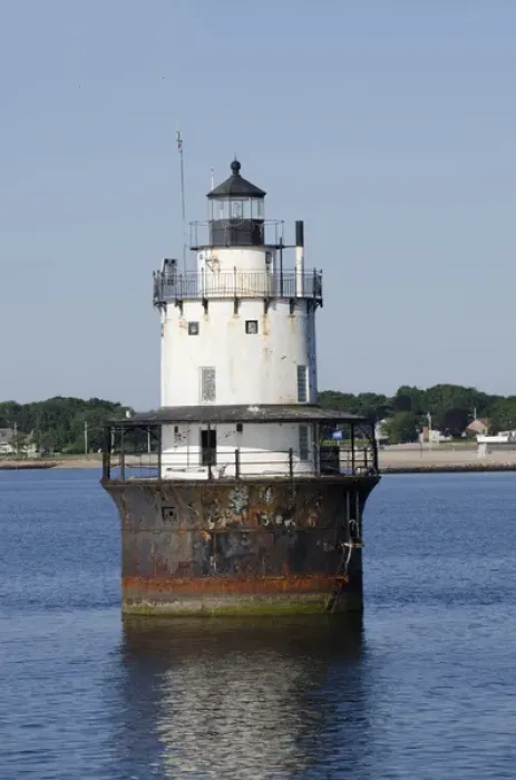 Framed Print : Massachusetts, New Bedford. Butler Flats Light, spark plug style lighthouse at New Framed Print : Massachusetts, New Bedford. Butler Flats Light, spark plug style lighthouse at New