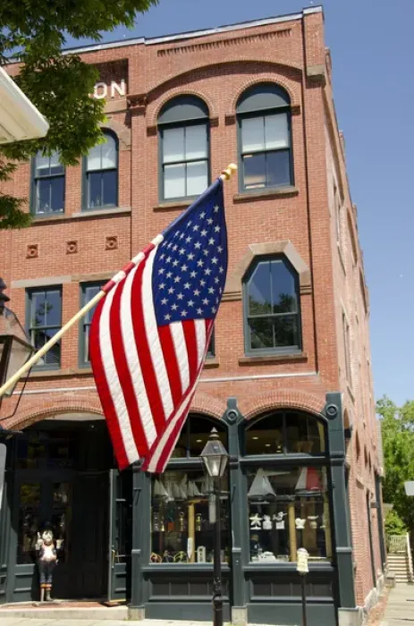 Framed Print : Massachusetts, New Bedford. Downtown New Bedford, typical historic store front with