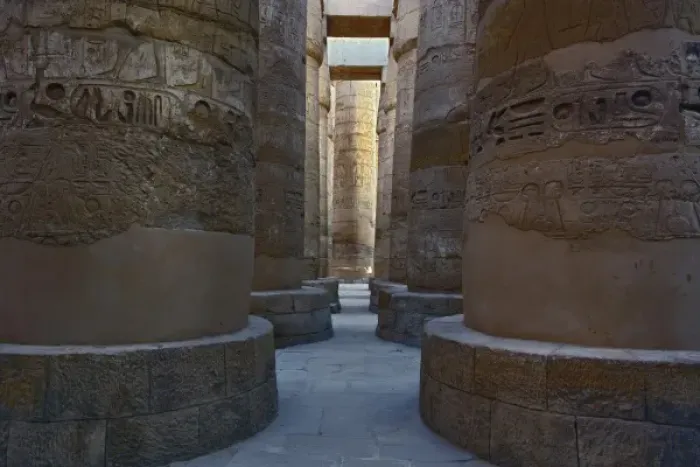 Framed Print : Massive columns of the Great Hypostyle Hall, in the temple of Amun, The Temple of