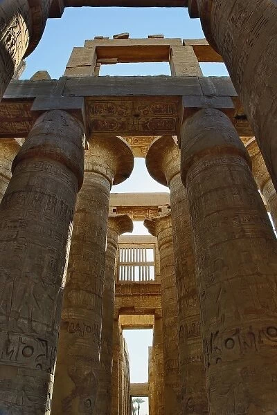 Massive columns at the Great Hypostyle Hall, in the temple of Amun, The Temple of