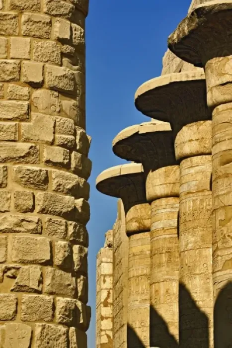 Framed Print : Massive columns at the Great Hypostyle Hall, in the temple of Amun, The Temple of Framed Print : Massive columns at the Great Hypostyle Hall, in the temple of Amun, The Temple of