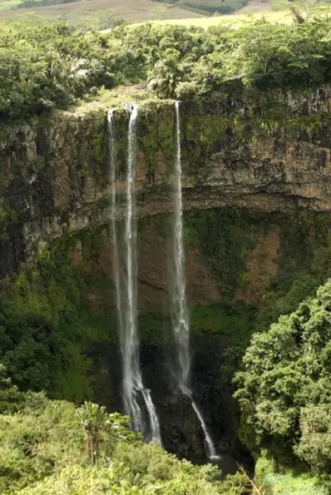 Framed Print : Mauritius, Chamarel. Chamarel waterfall is located in the grounds of a private estate Framed Print : Mauritius, Chamarel. Chamarel waterfall is located in the grounds of a private estate