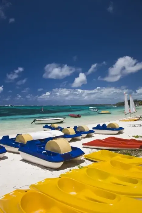Framed Print : Mauritius, Eastern Mauritius, Belle Mare, watercraft for rent