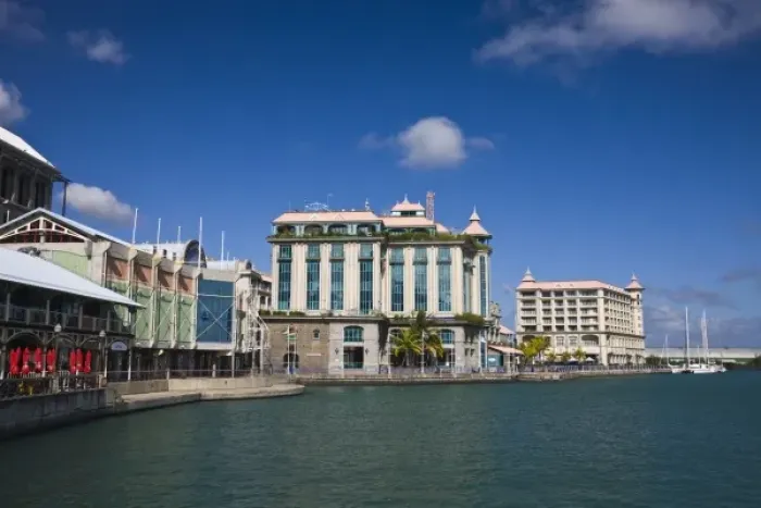 Framed Print : Mauritius, Port Louis, Caudan Waterfront, morning Framed Print : Mauritius, Port Louis, Caudan Waterfront, morning