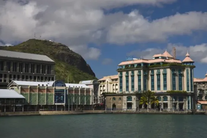 Framed Print : Mauritius, Port Louis, Caudan Waterfront, morning Framed Print : Mauritius, Port Louis, Caudan Waterfront, morning