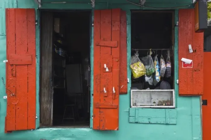 Framed Print : Mauritius, Port Louis, Chinatown, colorful shop front