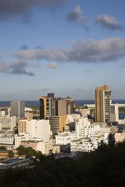 Mauritius, Port Louis, city view from Fort Adelaide, dawn