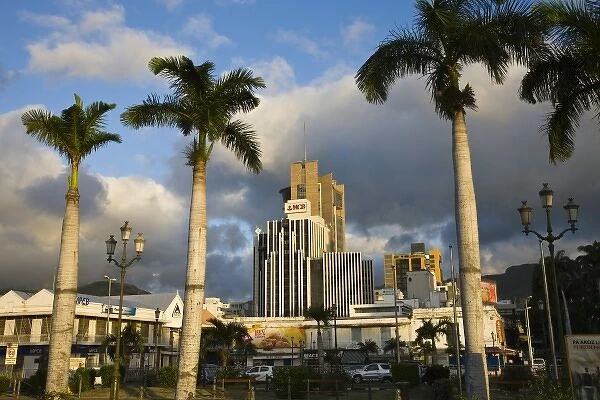 Mauritius, Port Louis, financial district, sunset
