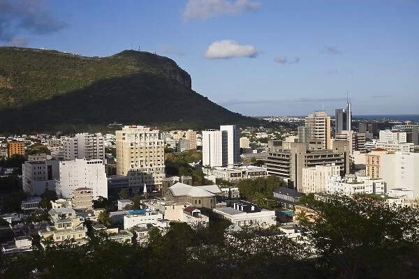Mauritius, Port Louis, western neighborhoods from Fort Adelaide, morning