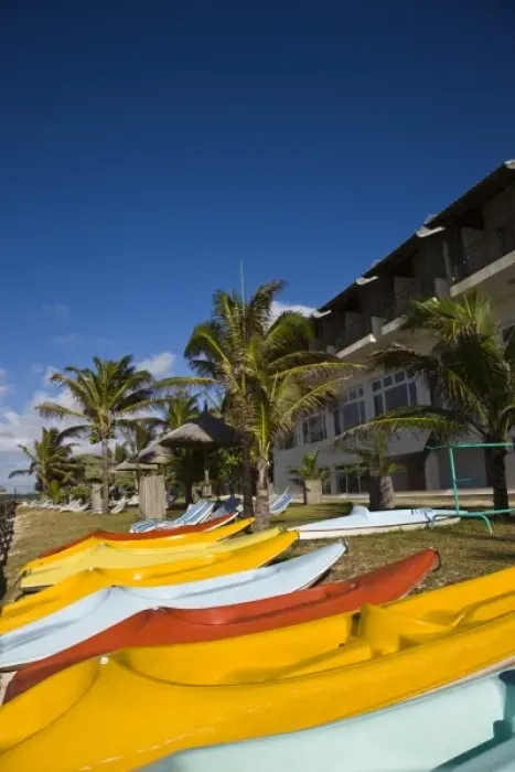 Framed Print : Mauritius, Southern Mauritius, Blue Bay, Blue Lagoon Beach Hotel, sea kayaks