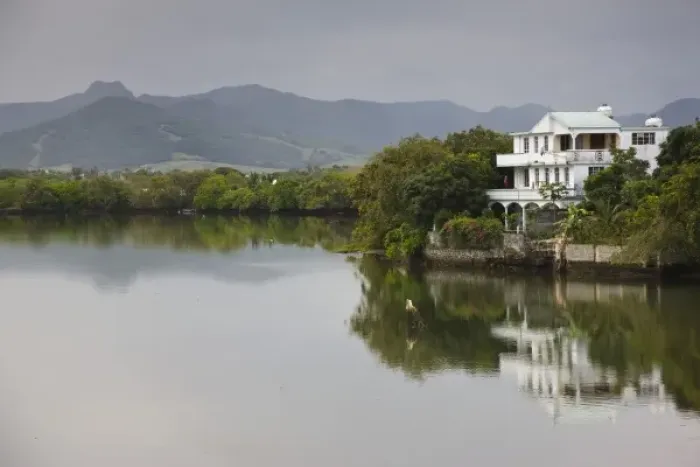 Framed Print : Mauritius, Southern Mauritius, Mahebourg, Riviere de la Chaux waterfront