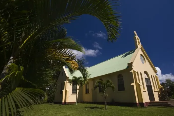 Framed Print : Mauritius, Western Mauritius, Chamarel, town church Framed Print : Mauritius, Western Mauritius, Chamarel, town church
