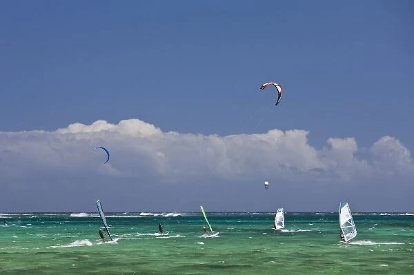 Mauritius, Western Mauritius, Le Morne Peninsula, windsurfers (NR)