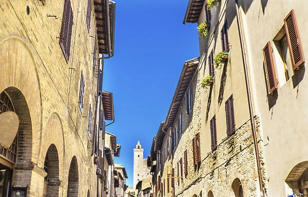 Medieval buildings and Cuganensi Tower, San Gimignano, Tuscany, Italy