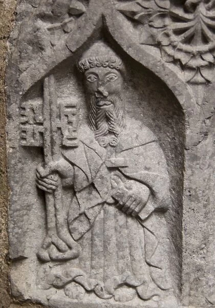 Medieval stone carving at Jerpoint Abbey in Kilkenny, Ireland