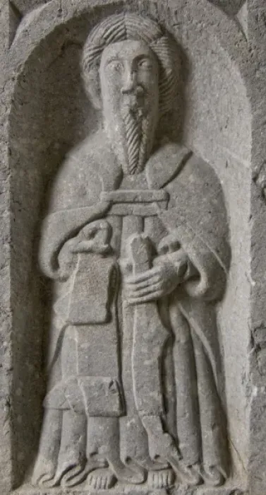 Framed Print : Medieval stone carving of a Saint at Jerpoint Abbey in Kilkenny Ireland Framed Print : Medieval stone carving of a Saint at Jerpoint Abbey in Kilkenny Ireland