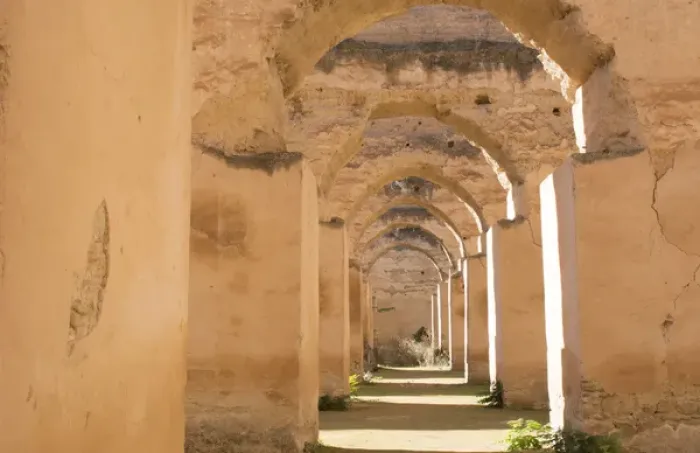 Framed Print : Meknes Morocco columns of Hri Souani former horse stalls in 17th century in downtown