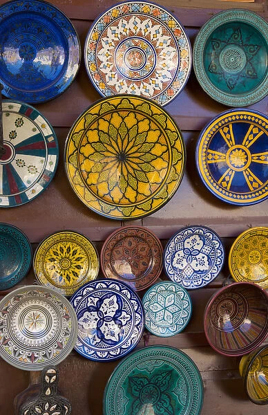 Meknes Morocco main square plates art work for sale to tourists