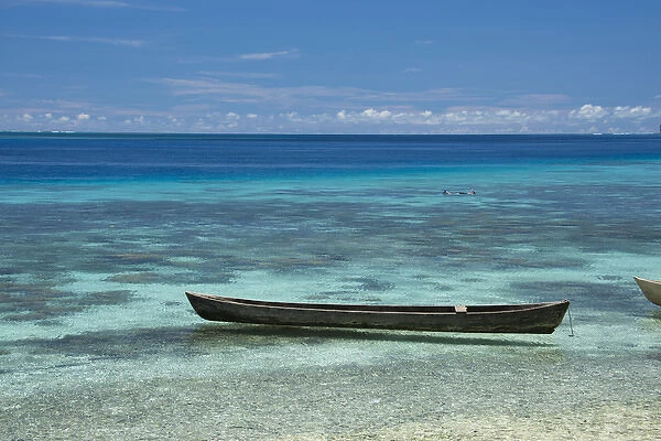 Melanesia, Solomon Islands, Santa Cruz Island group, Malo Island. Clear shallow bay and coral reef