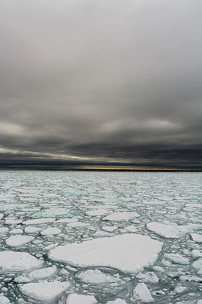 Melting Arctic sea ice. North polar ice cap, Arctic Ocean