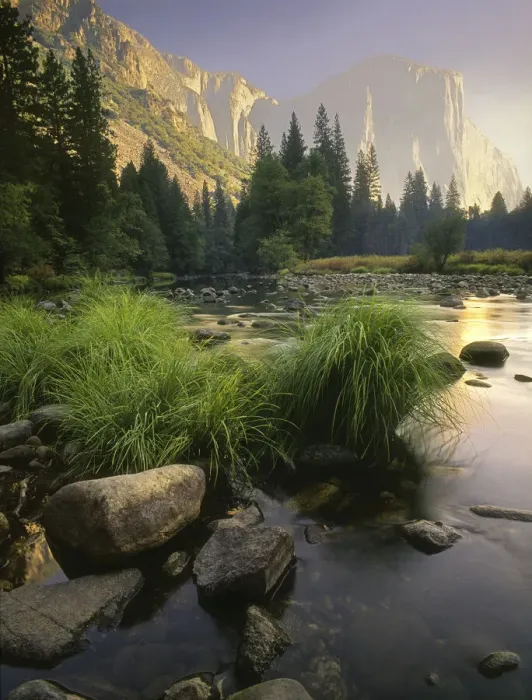 Framed Print : Merced River flows through Yosemite National Park in California